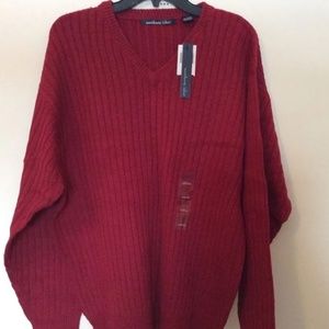 NWT MENS RED SWEATER NORTHERN ISLES CABLE KNIT SWEATER V-NECK SZ L NEW WITH TAGS